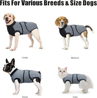 Idepet Dog Recovery Suit Female,Dogs Onesie Suit Surgery Male Breathable Pet Bodysuit for Spay Neuter E-Collar & Cone Alternative Surgical Suit Puppy Abdominal Anti Licking Wounds Shirt (Gray, XXL)