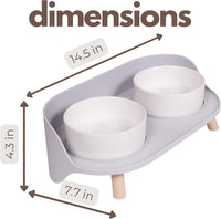 A4DOG Ceramic Dog Bowls with Stand - 13.5 OZ / White / Gray - image 4