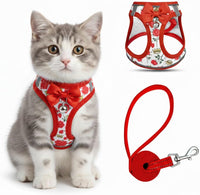 Cat Harness and Leash Escape Proof for Walking - XXS-Chest(8.7"-10.2") / Red