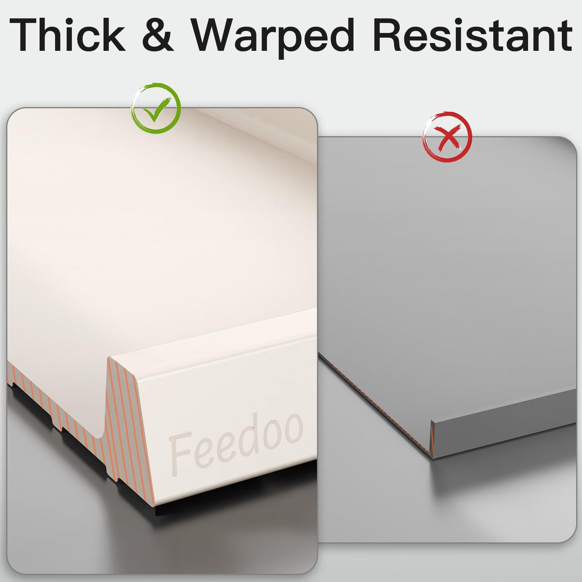 Feedoo Pet Feeding Mat [Warped Resistant Raised Edge] - 28.5"L x 16.5"W / Sand White - image 2