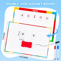 JoyCat magnetic letter tiles with red vowels, blue consonants, dry erase board and storage case - view 3