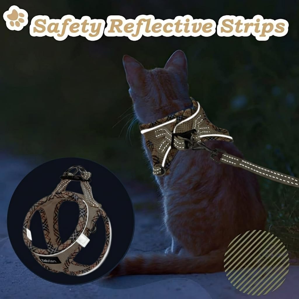 Escape Proof Cat Harness and Leash, Adjustable Vest - Beige / S - image 4
