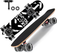 Skateboards with Colorful Flashing Wheels for Beginners, Kids - X-BlackWhite