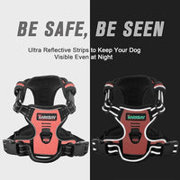 BARKBAY No Pull Dog Harness Front Clip Heavy Duty Reflective Easy Control Handle for Large Dog Walking(Light Pink,M)