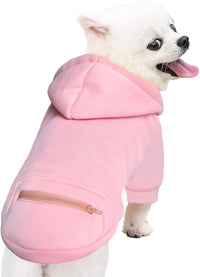 Dog Hoodies for Small Dogs with Zipper Pocket - Pink2 / X-Small - image 2