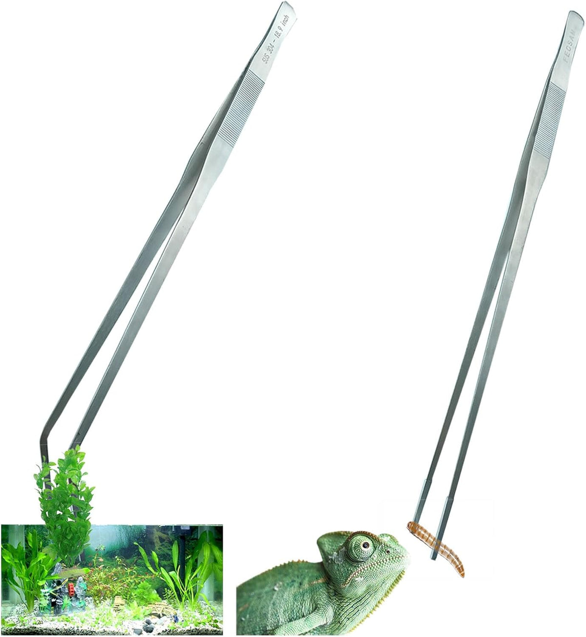 18.9 Inch Extra Long Tweezers for Aquarium - Curved & Straight (18.9 inch)