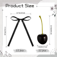 Chunful fake cherry cake toppers with red polyester bows - view 26