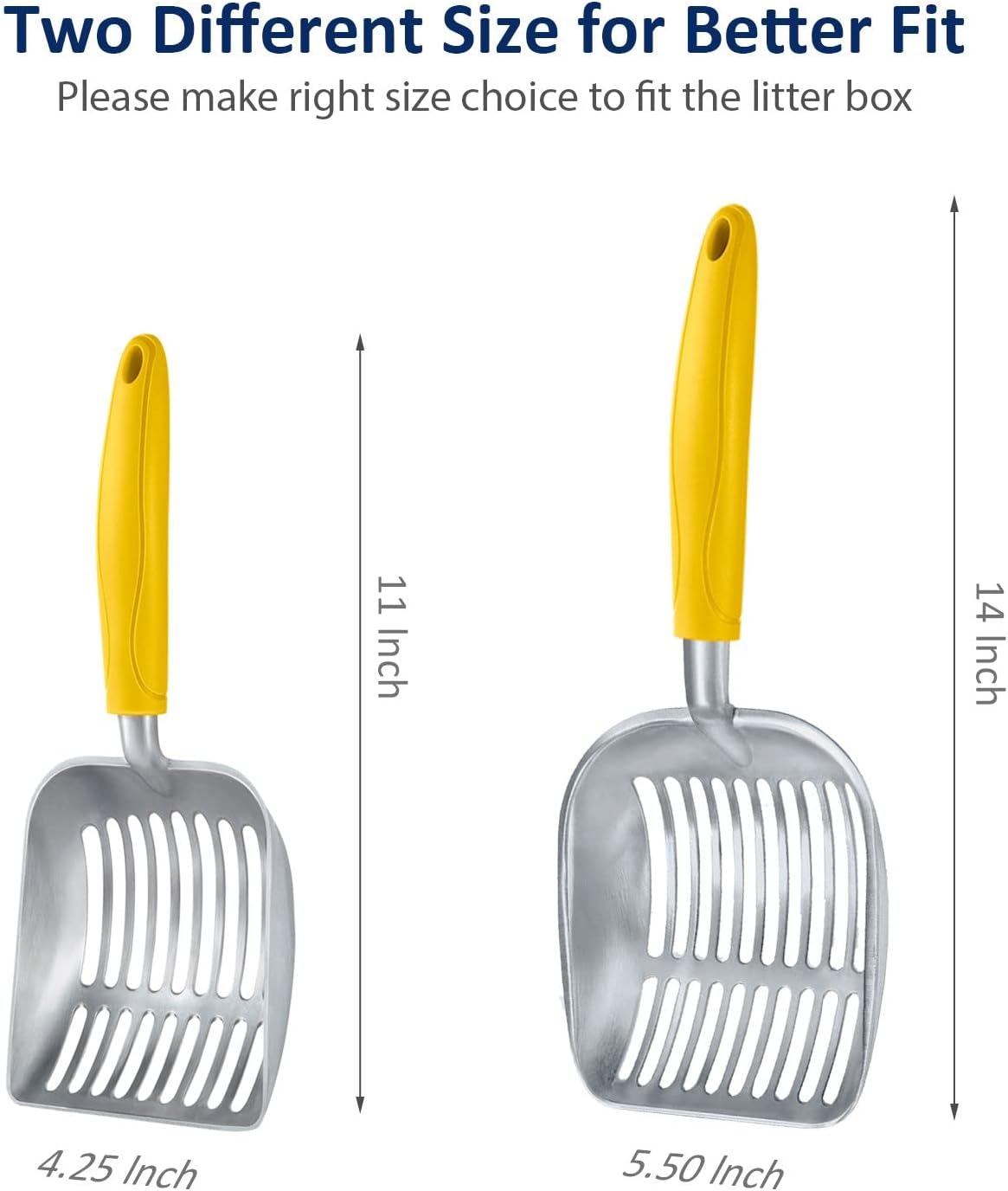 Cat Litter Scoop, Aluminum Alloy Sifter, Kitty Metal Scooper - Small / FLAT Aluminum \ #04 Yellow Handle - image 3