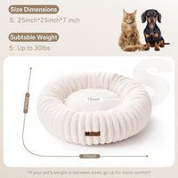 MEWOOFUN Donut Dog Beds for Small Dog, Calming Bed Round Cute Puppy Bed with Non-Slip Bottom, Fluffy Washable Pet Bed for Puppy and Kitten (Cream, S (25x25x7))
