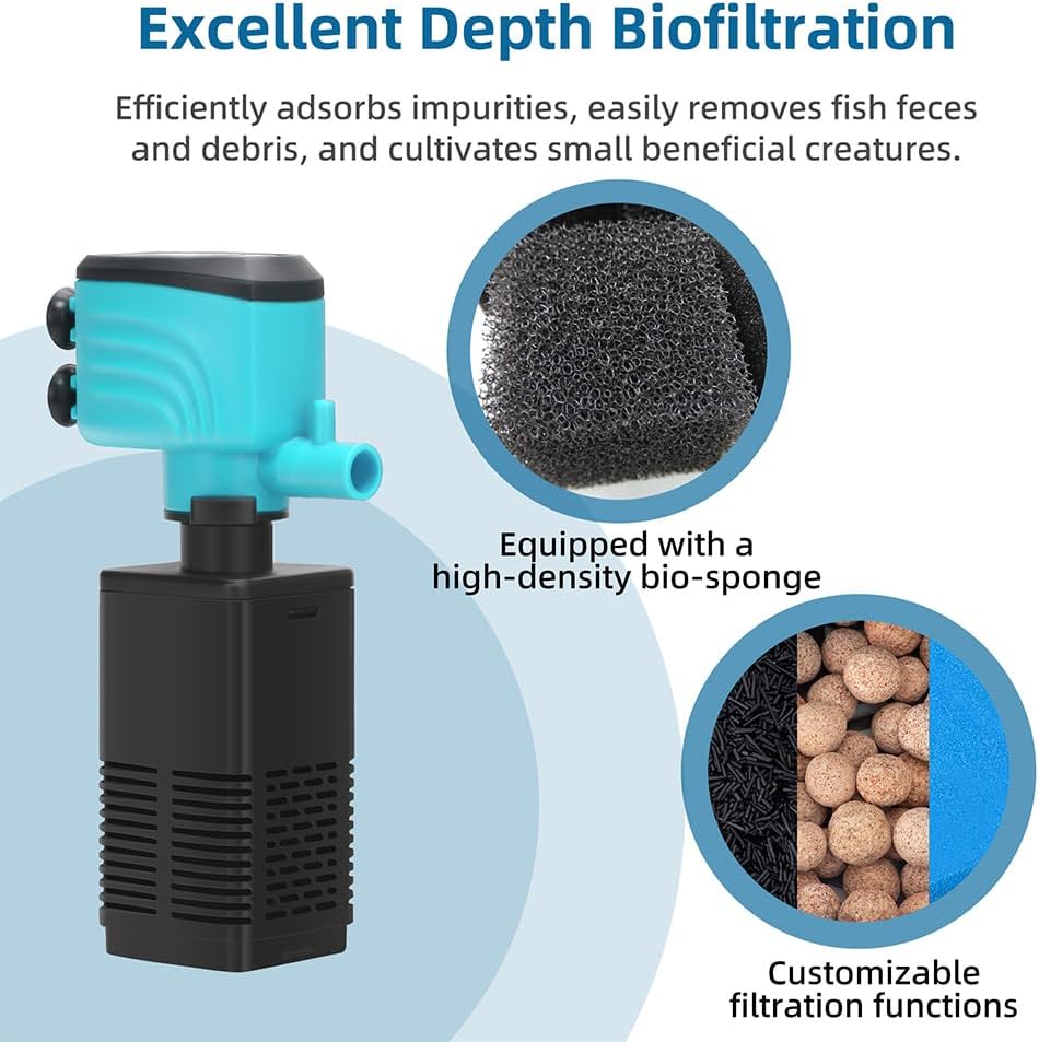 DaToo Aquarium Filter 5-15 Gallon Fish Tank Filter 120GPH Powerful - 15W 210GPH For 15-35 Gallon - image 4