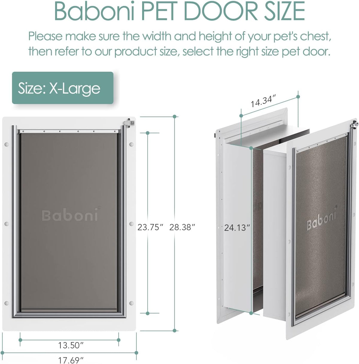 Baboni Pet Door for Wall, 3-Flap - 3-Flap(Metal Frame,Aluminum Lock) / X-Large - image 2