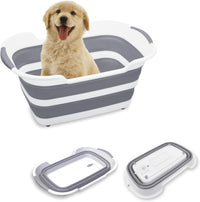 7.1 Gal/27L Multipurpose Collapsible Pet Bathtub Upgraded - Grey-hair collector