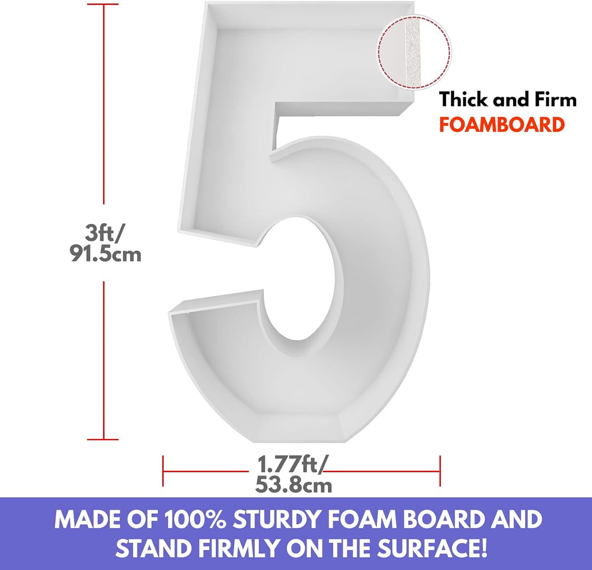 JoyBox Design 3FT DIY Mosaic Balloon Number 1 Frame - Number 5 - image 4