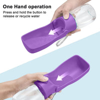 Portable Dog Water Bottle Dispenser [Leak Proof & Foldable] Dog - Purple / 12OZ - image 2