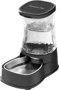 Automatic Dog Water Dispenser, Stainless Steel Bowls Feeder - Black / 1 Gallon