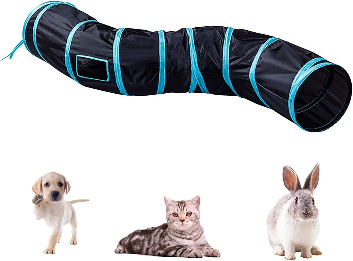 iCAGY Cat Tunnel Toys for Indoor Cats Kittens Rabbits - 47" (Shape S) / Black - image 3