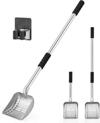 Metal Cat Litter Scoop, Detachable Long Handle Litter Scooper – Daily Care for Cats - silver shovel