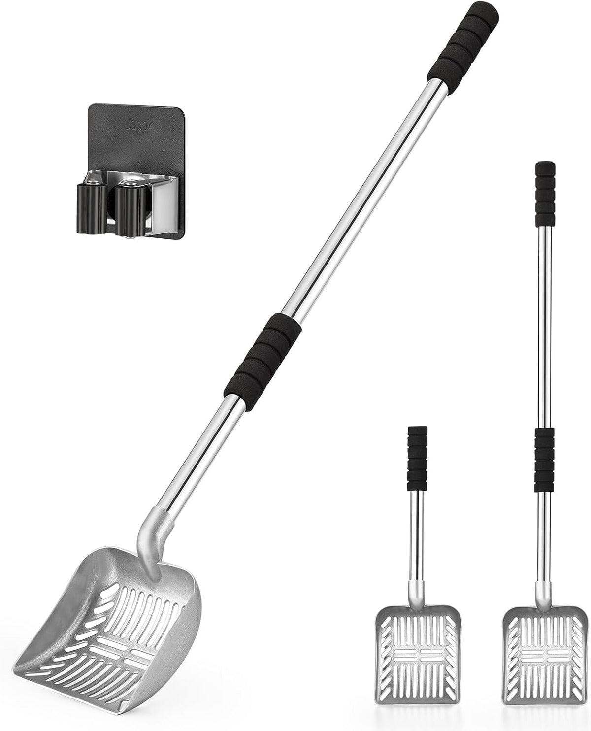 Metal Cat Litter Scoop, Detachable Long Handle Litter Scooper – Daily Care for Cats - silver shovel