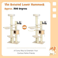 PETSITE 77.5" Tall Cat Tree, Multi-Level Modern Cat Tower with Sisal Scratching Posts, Top Perch, Cat Condo, Hammocks, Hanging Basket, and Jingling Balls, Cat Tree Tower for Indoor Cats Large Adult
