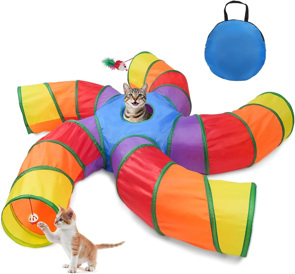 Joytale Cat Tunnel for Multiple Cats - Rainbow / 5-Way
