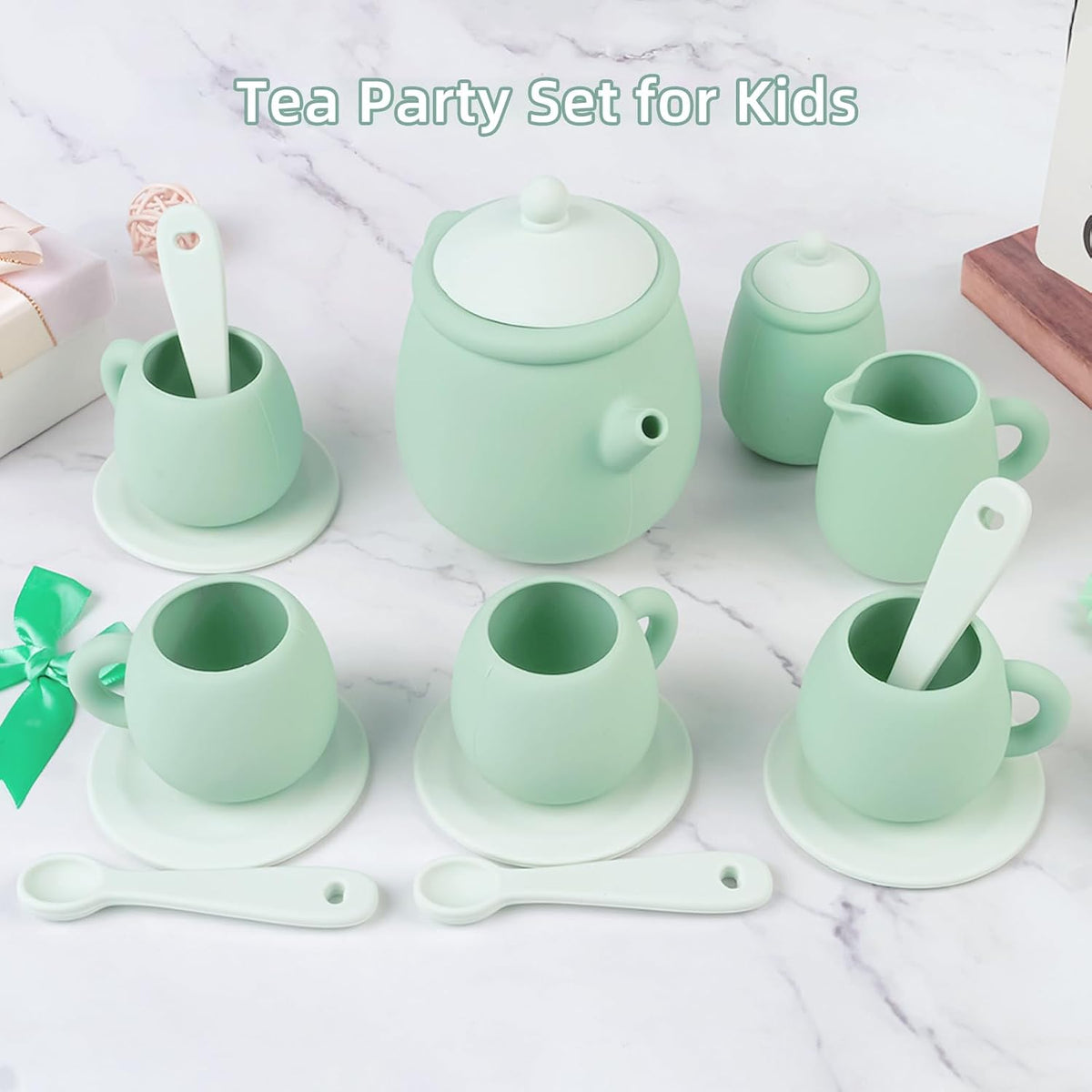MCGMITT Silicone Tea Party Set, Toy Tea Set for Toddlers Kids - Green - image 2