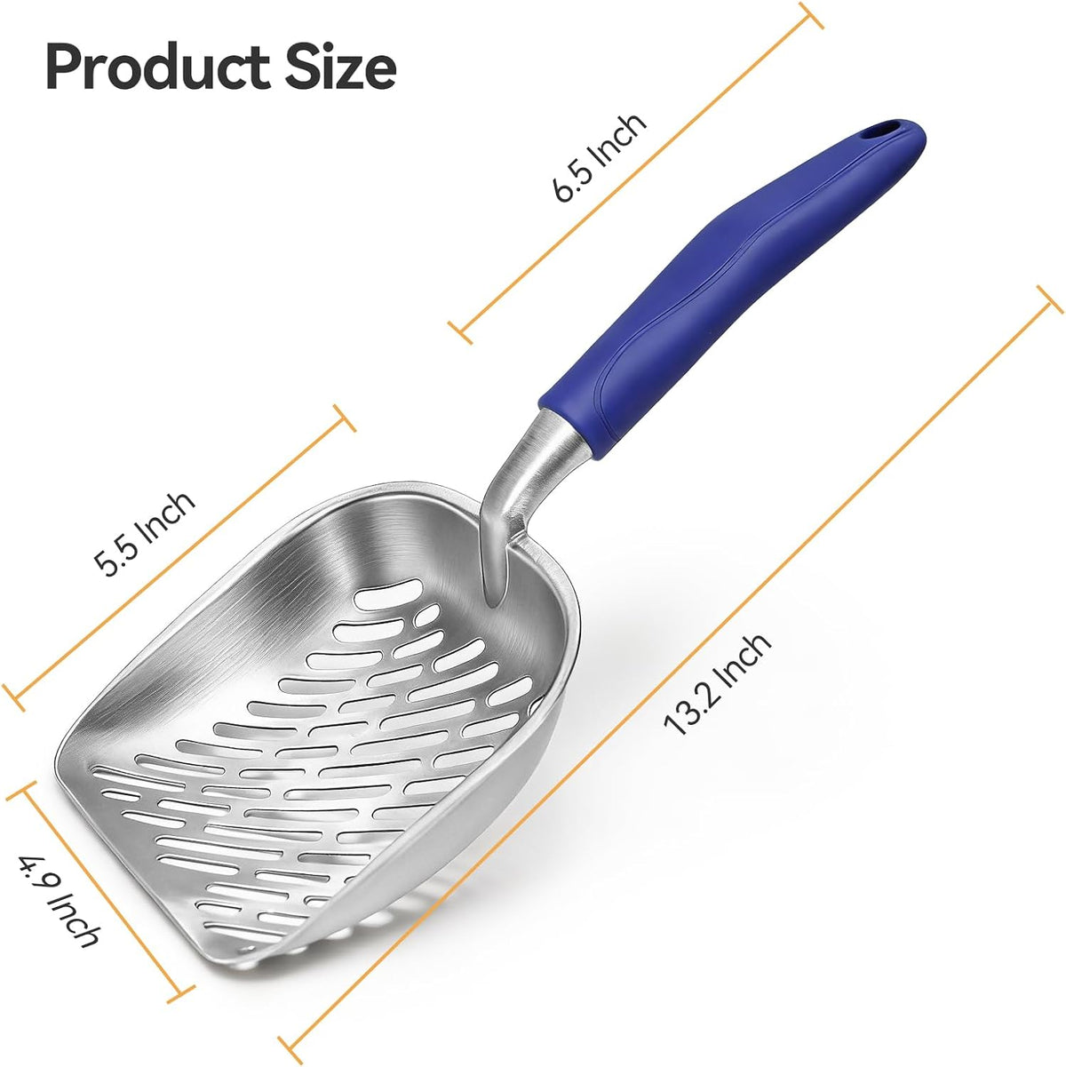 Cat Litter Scoop, Kitty Metal Scooper with Long Handle – Daily Care for Cats - Large / Blue - image 2