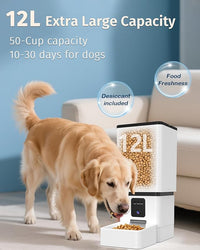 Automatic Dog Feeder Large Breed with Camera - 12L/50 Cups 5G WiFi App Control Dog Food Dispenser, Easy Setup, HD 1080P Video with Night Vision by Yakry