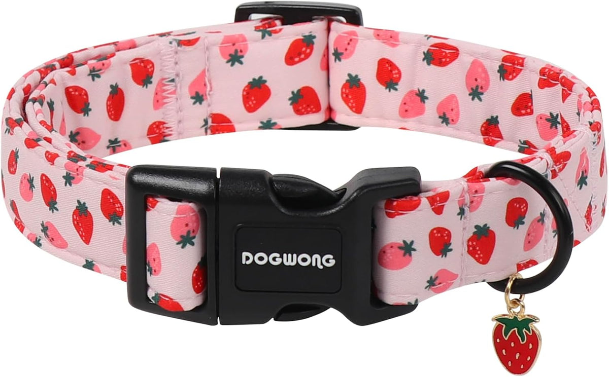 Spring Summer Dog Collar for Girl Dogs - sweet strawberry / M
