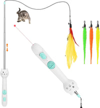TBTeek Cat Toys, Rechargeable, 3 Light Modes & 5 Fun Patterns – Essentials for Cats - 1pc red light with fish pole