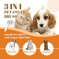 Cat Steam Brush, 3 in 1 Pet Spray Hair Removal Comb for Shedding & Grooming, Pet Grooming Brush with Spray, One-Click Release Button and Tank, Spritz Defur Comb for Cats Dogs, Effective(White)