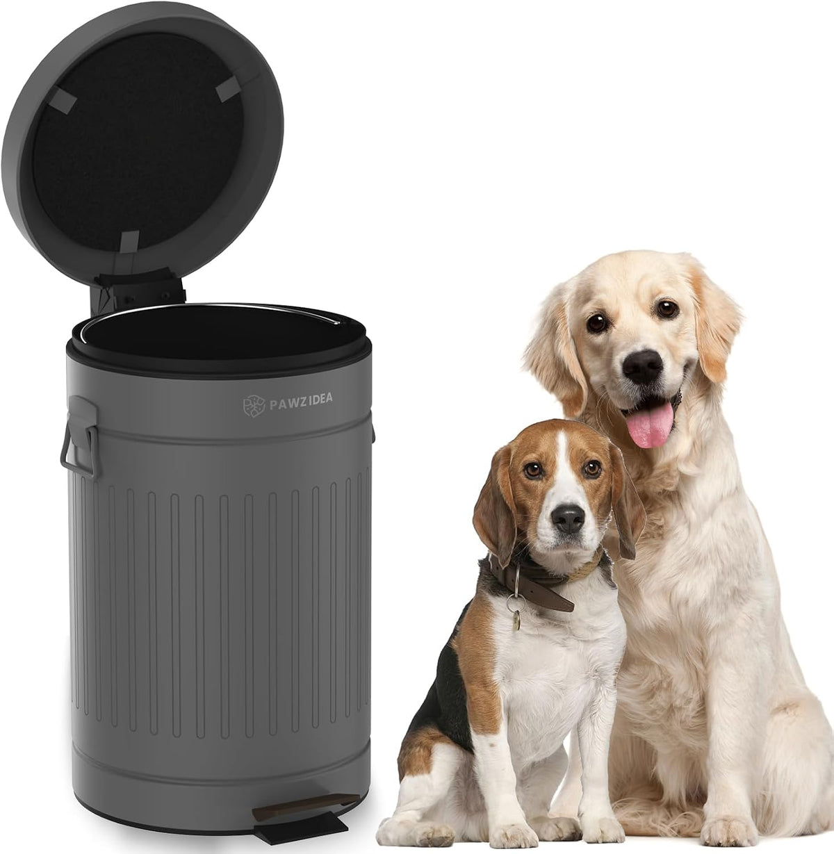 Dog Poop Trash Can Outside Odor Control, Waterproof - Slate-Stone Grey 1-Pack