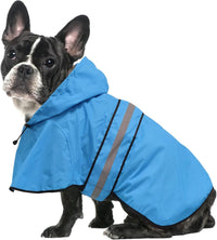 Waterproof Dog Raincoat, Adjustable Pet Rain Coats - Blue / Small