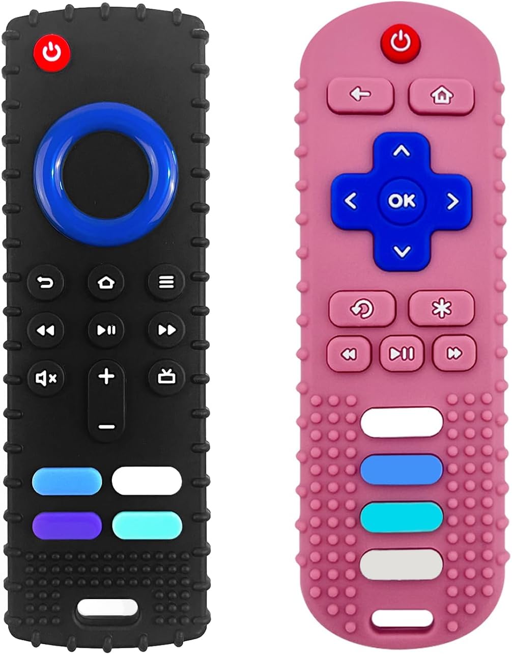 2-Pack Silicone Baby Teething Toys - New-F Black+R Pink