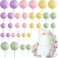 ASTARON 32 Pcs Foam Balls Cake Topper Decorations for Party Cake - Colorful