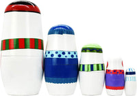 HYCLES Nesting Dolls Russian Matryoshka Wood Stacking Nested Set - ④ white snowman - image 3