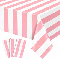 3 Pack Plastic Birthday Tablecloth - Pink Striped