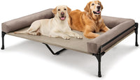 Veehoo Outdoor Elevated Dog Bed-Cooling Raised Dog Cot for Large - Beige Coffee / 47.0"L x 29.0"W x 13.0"Th