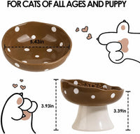 Red Mushroom Cat Bowl, Elevated Ceramic Bowl for Cats – Essentials for Cats - Brown - image 3