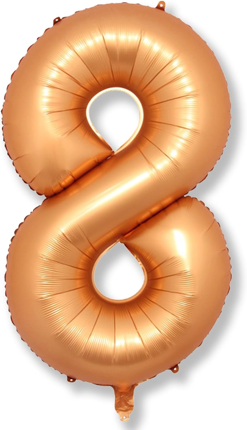 Checkered Number Balloon 1 - Orange / Number 8