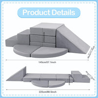 Tykacna foam climbing blocks for toddlers, 5 piece gray soft play set for indoor climbing - view 6