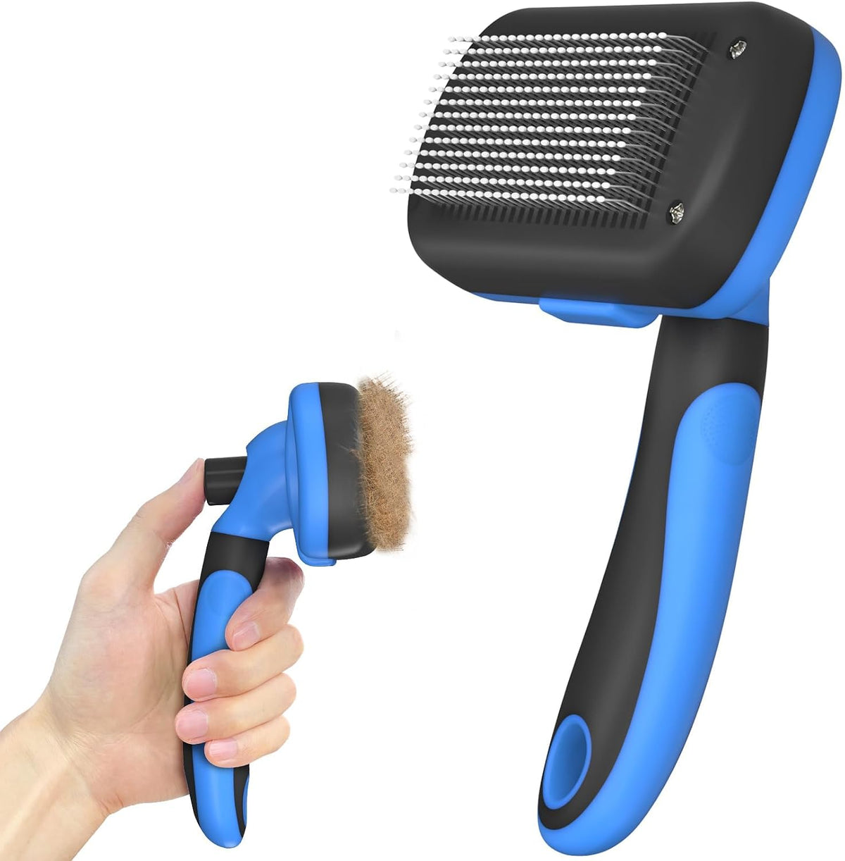 Dipoo Self Cleaning Shedding Brush - Blue