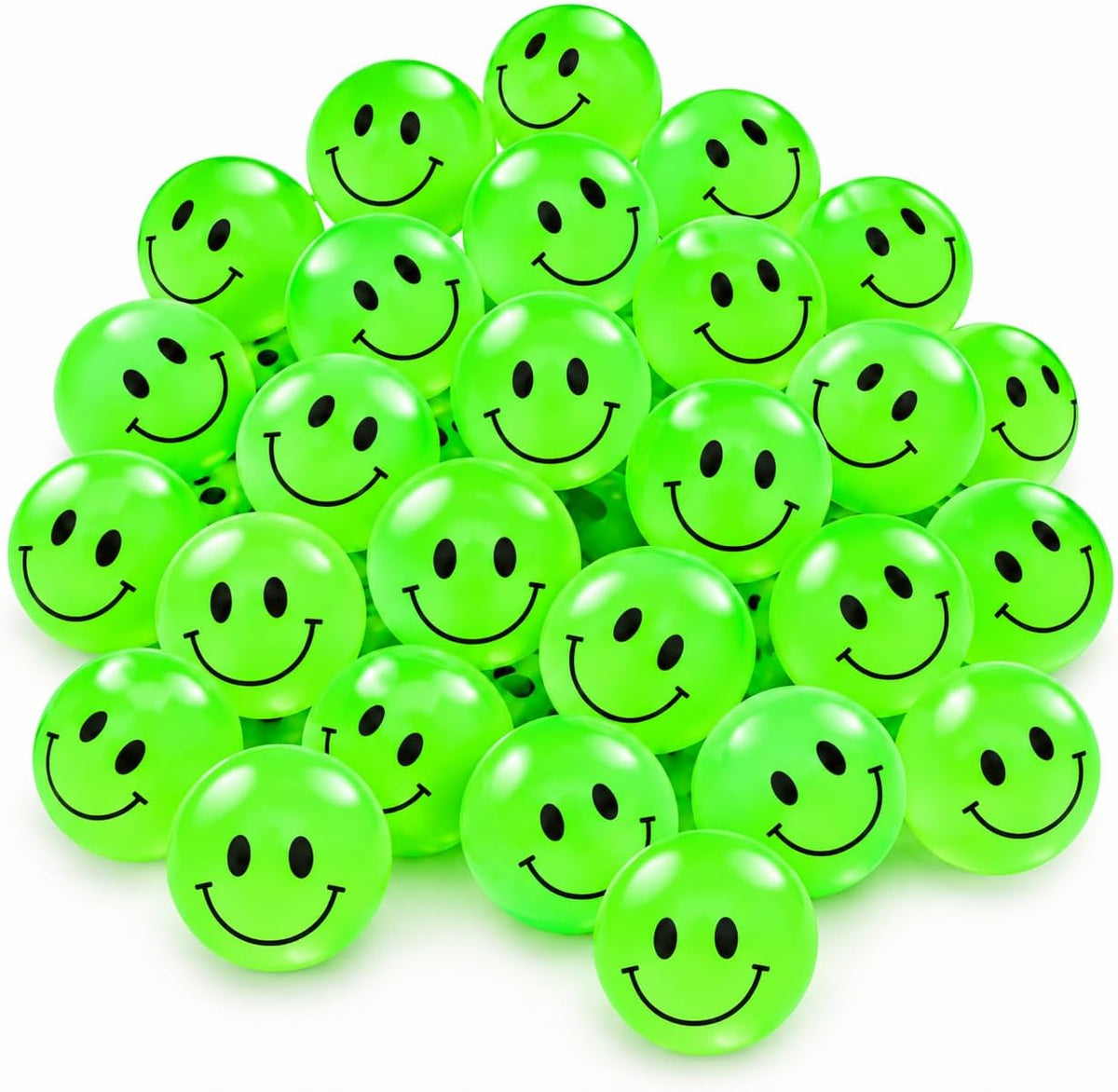 Playbees glow in the dark bouncy balls, 144 small 1 inch rubber balls with smiley faces - view 2