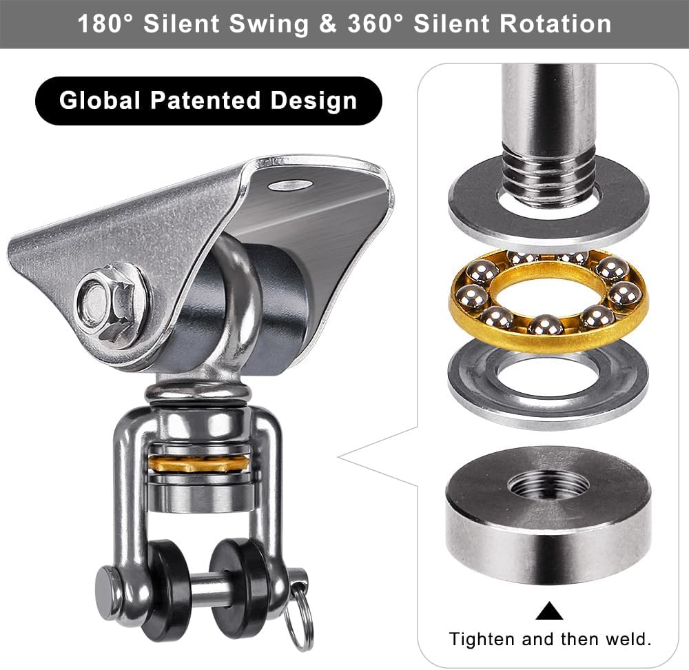 SELEWARE stainless steel swing hanger, heavy duty ceiling mount with swivel - view 28