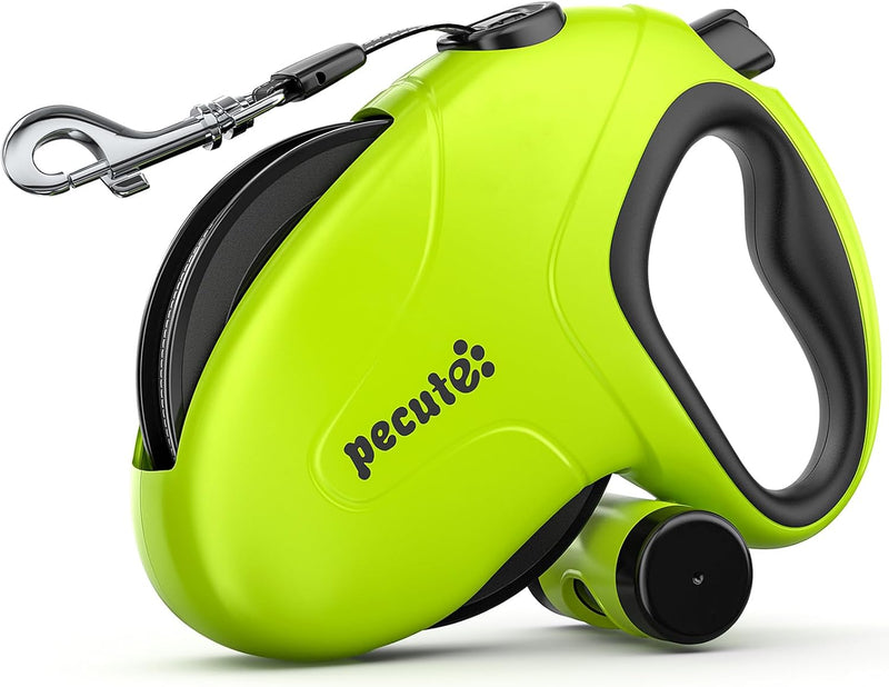 Pecute 32ft Retractable Dog Leash with Reflective Strips - Green / 32ft | 110 lbs max