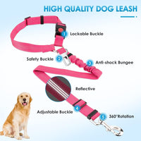 Lukovee Dog Car Seat Belt, Headrest Restraint, Headrest - A.Fluorescent Pink / ·Headrest + Clip + 1 Bowl, 1 Pc - image 4