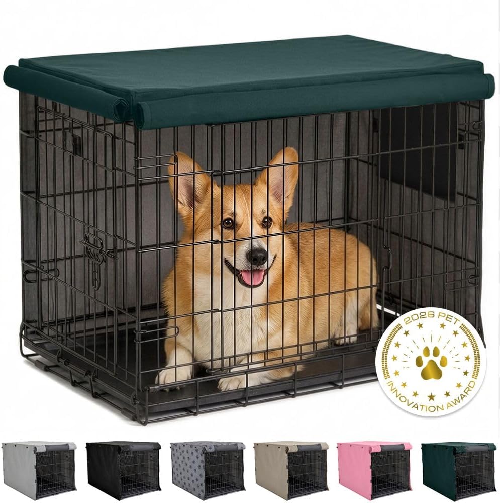 GORILLA GRIP Dog Enclosure Crate Cover Kennel Cage Topper 42in - Hunter Green / 30" X 19" X 21"