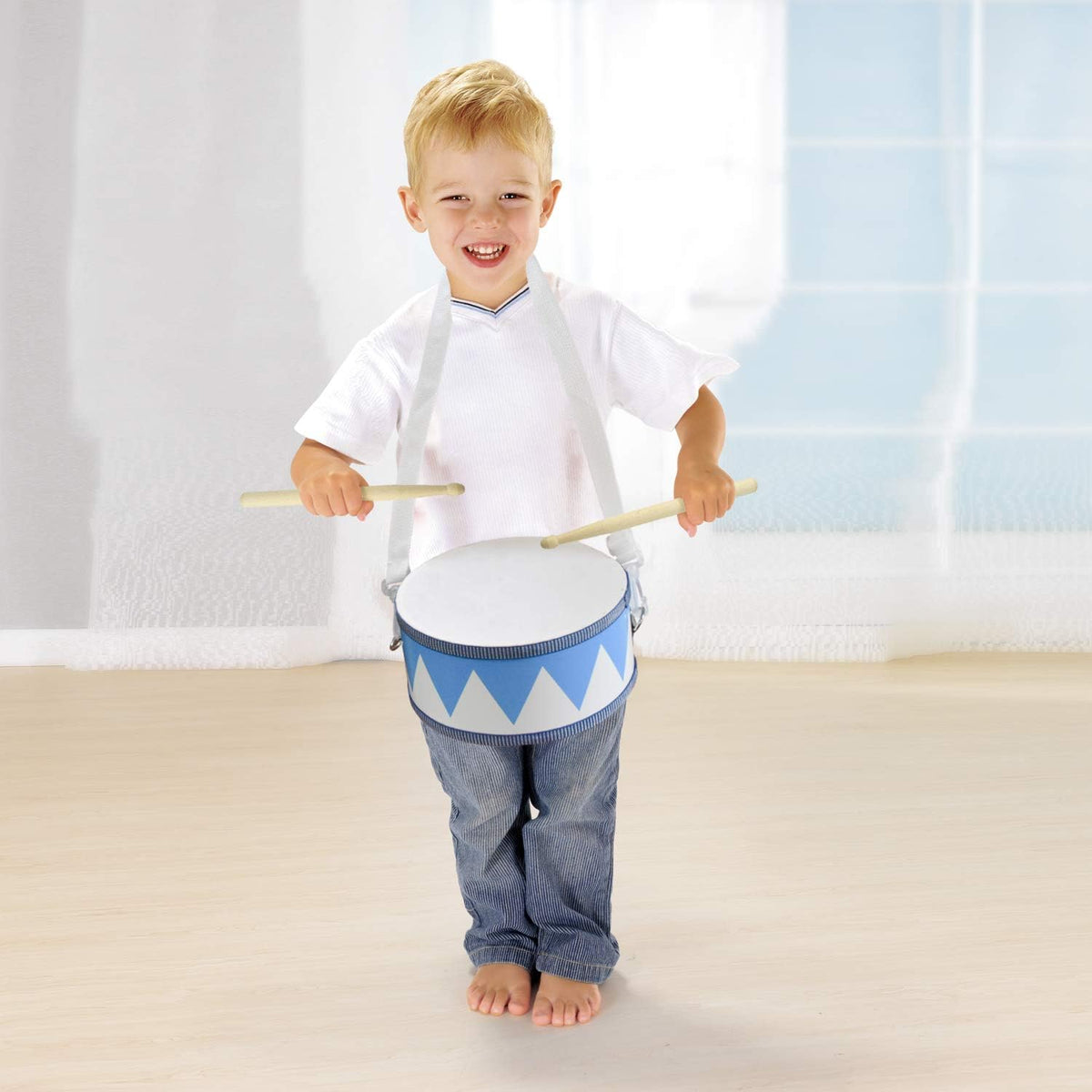 Kids Drum Set 8-Inch Wooden Drum Toys with an Adjustable Strap and 2 - 8-inch 30812 - image 4