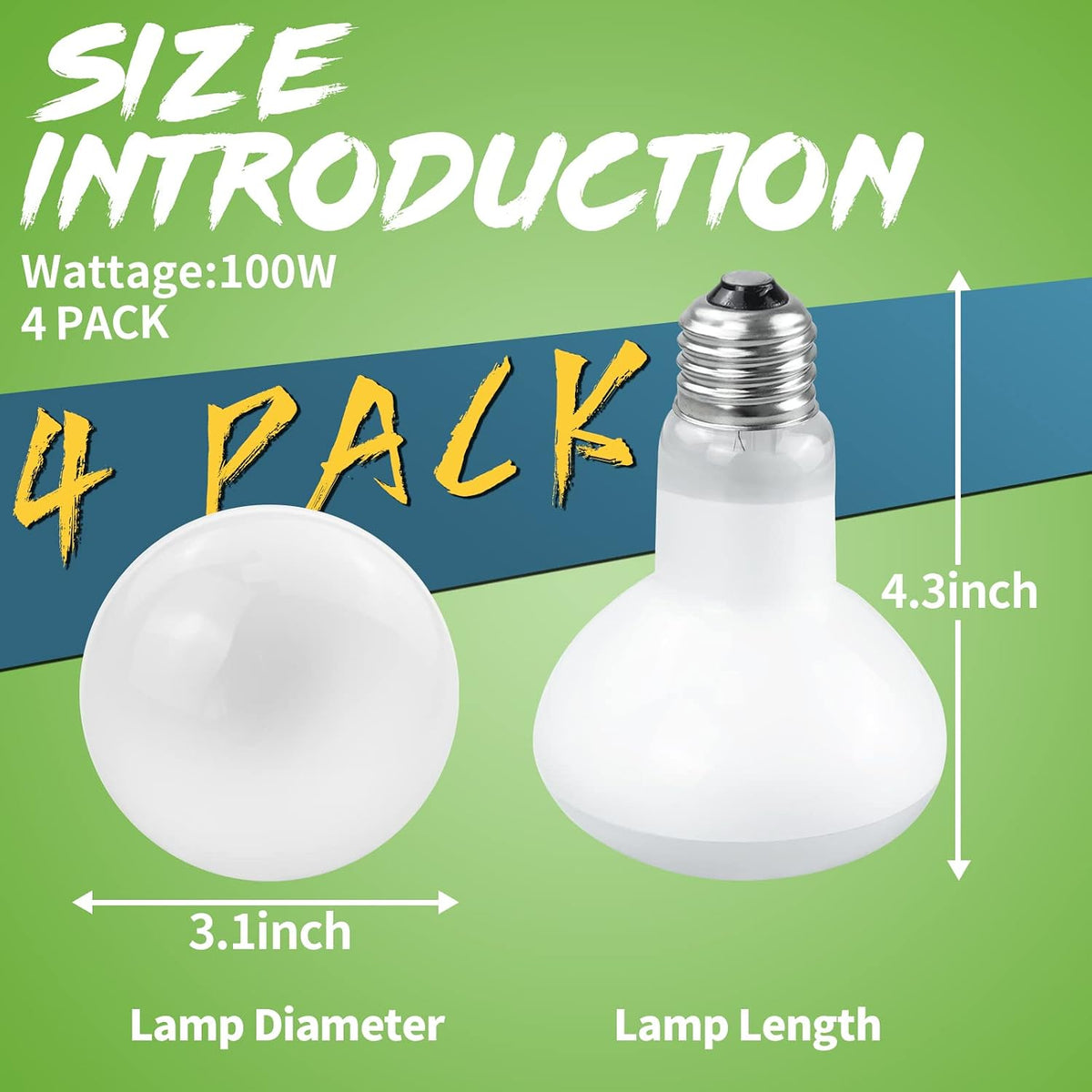 LUCKY HERP 4 Pack 100W Reptile Heat Lamp Bulb - 100 - image 3