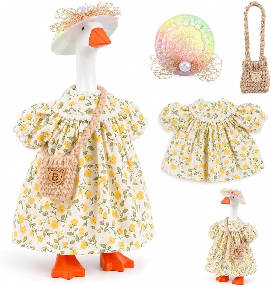 7inch Desk Goose Outfits, Mini Desktop Goose Clothes with Sunglasses & Necklaces, Brown Leopard - Floral a / 7 Inch