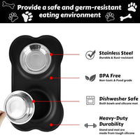 Dog Bowls Stainless Steel Bowls with No Spill Skid Resistant Silicone - Large/38oz each - image 3